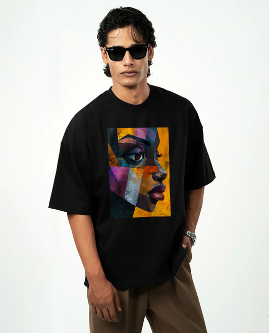 Black Oversized Illustration Tee