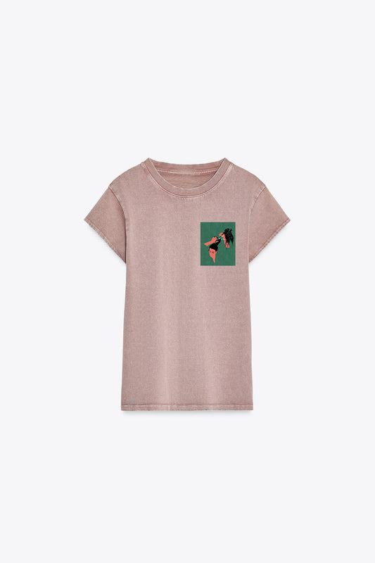 WOMAN LIFE FREEDOM; WASHED HEAVY COTTON T-SHIRT