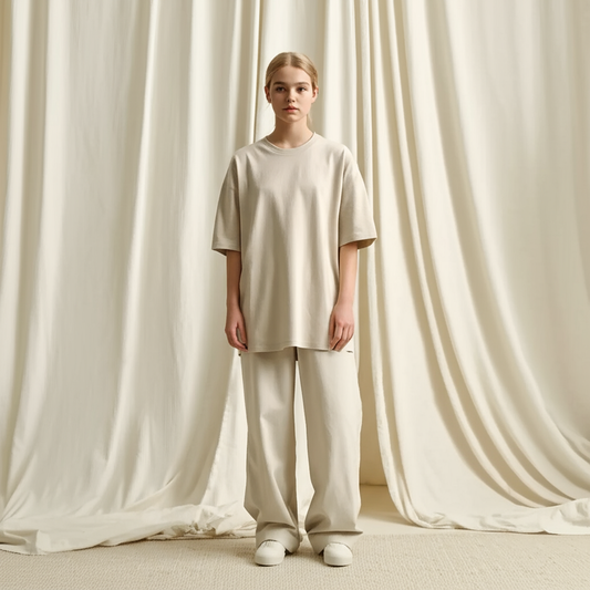 100% Organic Cotton Blank Ivory Oversize T-Shirt